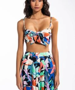 WHOLE LOTTA LOVIN SATIN TIE FRONT BRALETTE 11 WHOLE LOTTA LOVIN SATIN TIE FRONT BRALETTE -akira shop whole lotta lovin satin tie front bralette blue multi 3 3