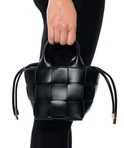 WINE NIGHT WOVEN PU BAG IN BLACK 10 WINE NIGHT WOVEN PU BAG IN BLACK -akira shop wine night woven pu bag in black black 1 1