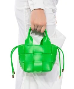 WINE NIGHT WOVEN PU BAG IN GREEN -akira shop wine night woven pu bag in green green 1 1 c1