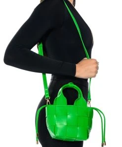 WINE NIGHT WOVEN PU BAG IN GREEN -akira shop wine night woven pu bag in green green 2 2