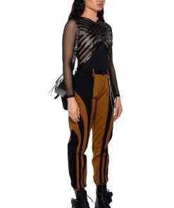 WONKA CHAIN DETAIL COLOR BLOCKED DENIM PANT -akira shop wonka chain detail color blocked denim pant black brown 5 5