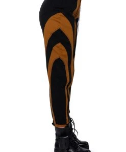 WONKA CHAIN DETAIL COLOR BLOCKED DENIM PANT -akira shop wonka chain detail color blocked denim pant black brown 7 7