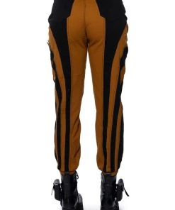 WONKA CHAIN DETAIL COLOR BLOCKED DENIM PANT -akira shop wonka chain detail color blocked denim pant black brown 9 9