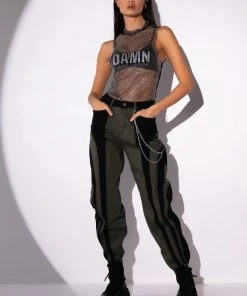 WONKA CHAIN DETAIL COLOR BLOCKED DENIM PANT -akira shop wonka chain detail color blocked denim pant black grey 2 2