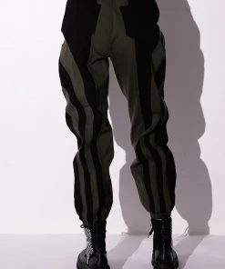 WONKA CHAIN DETAIL COLOR BLOCKED DENIM PANT -akira shop wonka chain detail color blocked denim pant black grey 7 7