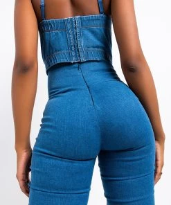 X.O HIGH RISE STACKED DENIM -akira shop xo high rise stacked denim medium blue denim 4 4 c1