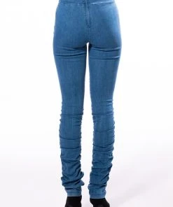 X.O HIGH RISE STACKED DENIM -akira shop xo high rise stacked denim medium blue denim 5 5 c1 c1