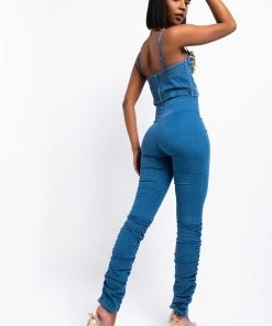 X.O HIGH RISE STACKED DENIM -akira shop xo high rise stacked denim medium blue denim 6 6 c1
