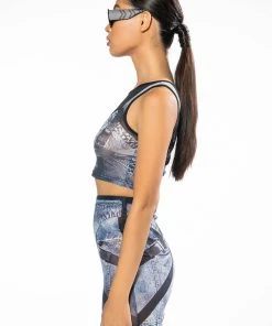 YOU THOUGHT WRONG DENIM PRINT MESH MINI SKIRT AND TOP SET -akira shop you thought wrong denim print mesh mini skirt and top set blue 8 8