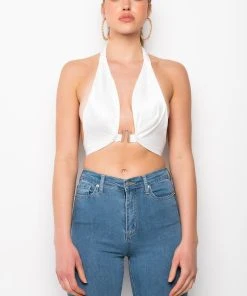 YOUR PLACE OR MINE SATIN HALTER BRALETTE 11 YOUR PLACE OR MINE SATIN HALTER BRALETTE -akira shop your place or mine satin halter bralette white 3 3