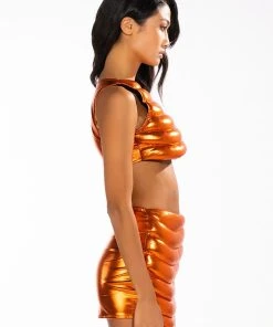 ZENON SLEEVELESS TEXTURED CROP TOP -akira shop zenon sleeveless textured crop top rust 12 12