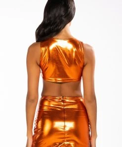 ZENON SLEEVELESS TEXTURED CROP TOP -akira shop zenon sleeveless textured crop top rust 13 13
