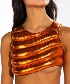 ZENON SLEEVELESS TEXTURED CROP TOP -akira shop zenon sleeveless textured crop top rust 14 14