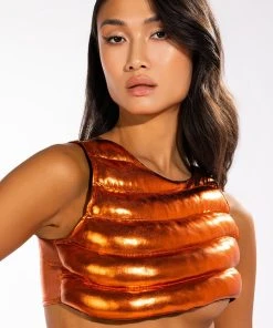 ZENON SLEEVELESS TEXTURED CROP TOP